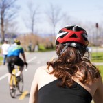 Girl with bike helmet