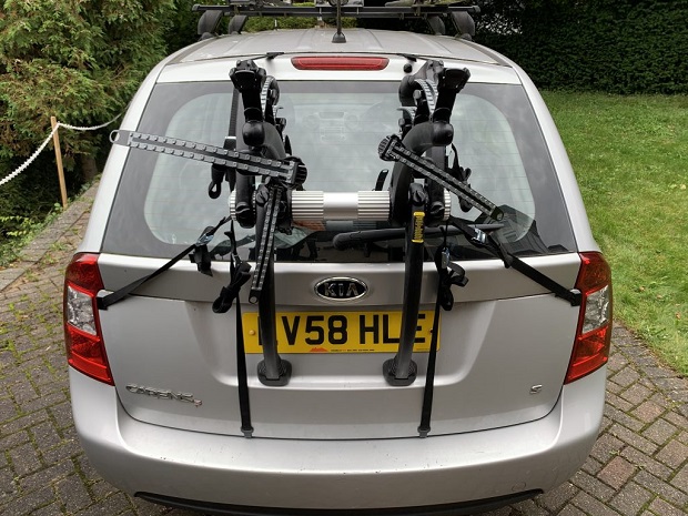 Close-up of a bicycle carrier for car