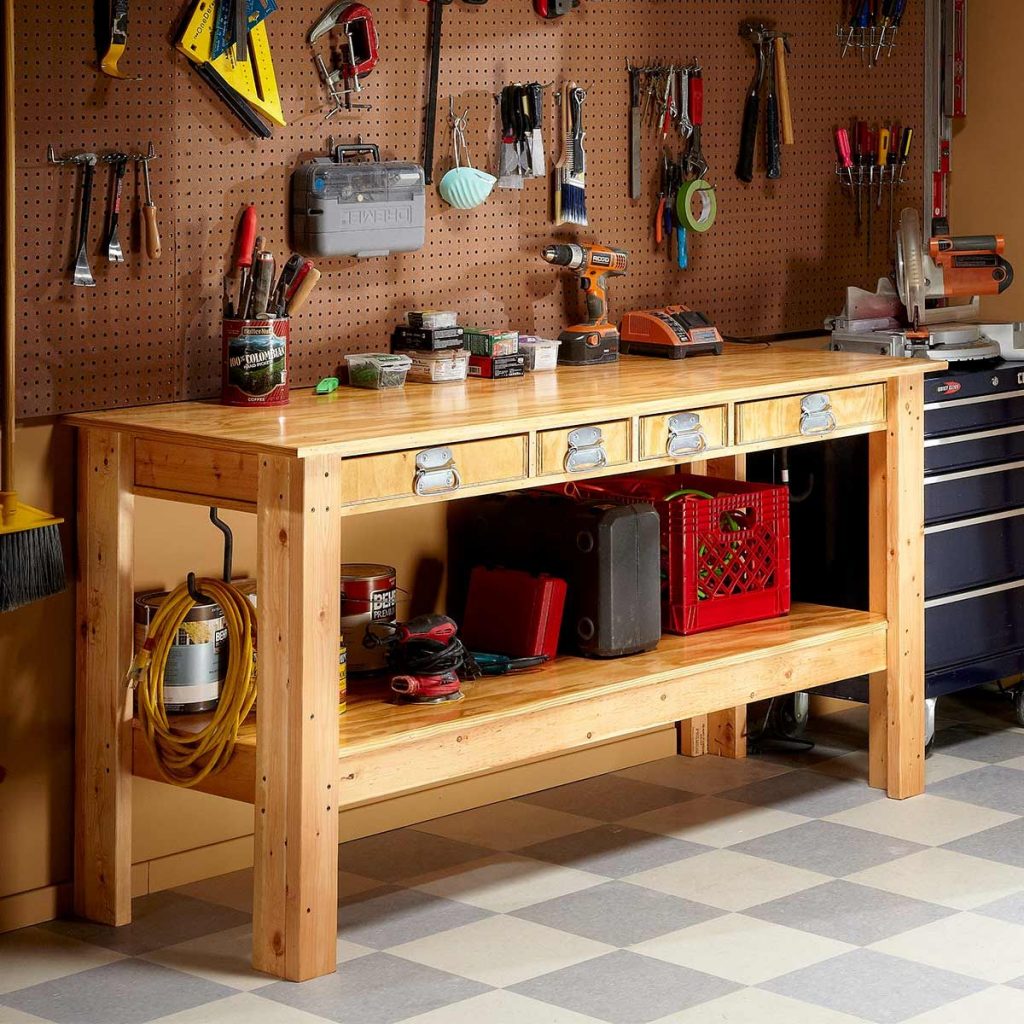 simple wood workbench DIY