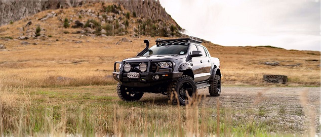 Modified Ford Ranger parked off-road