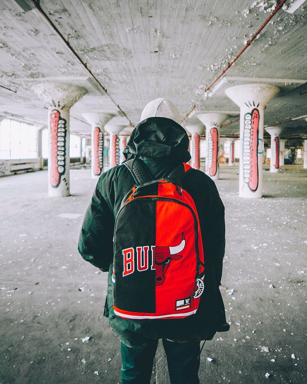 Man with Chicago Bulls Backpack