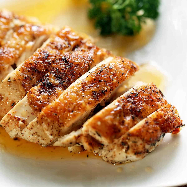 roasted chicken breast with a crispy golden-brown skin