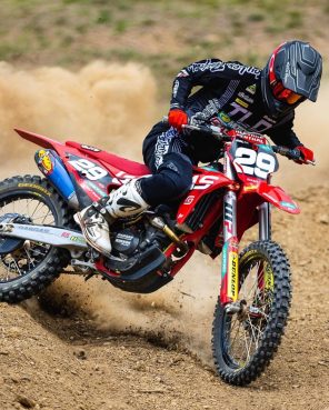 A person off roading with a dirt bike