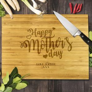 Heart Happy Mother's Day Bamboo Cutting Board 12x16