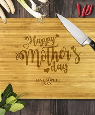 Heart Happy Mother's Day Bamboo Cutting Board 12x16