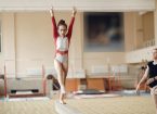 little girl in gymnastic clothes
