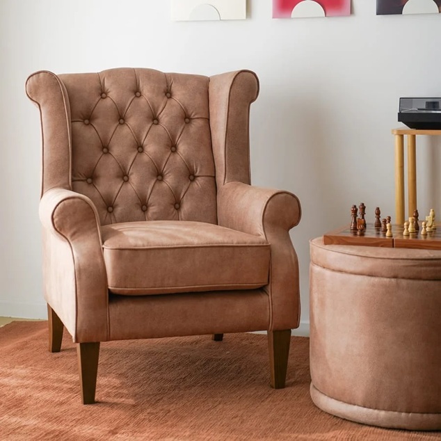 Royale Wingback Arm Chair Fawn